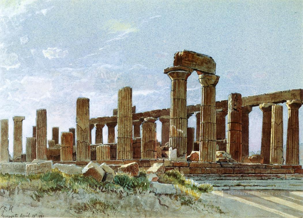 Agrigente aka Temple de Juno Lacinia paysage luminisme William Stanley Haseltine Peintures à l'huile